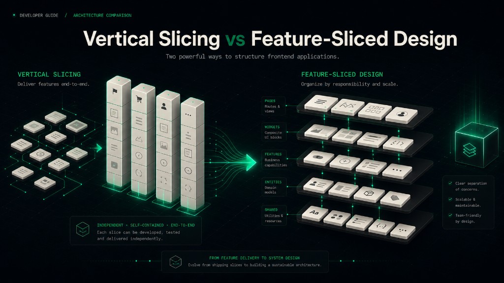 Vertical Slicing vs Feature-Sliced Design: cuál es la diferencia y cuándo usar cada una